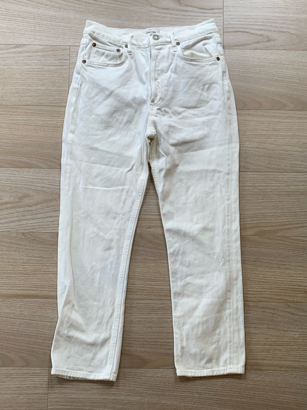 Agolde Riley High-Rise Straight Crop White Jeans Size 27